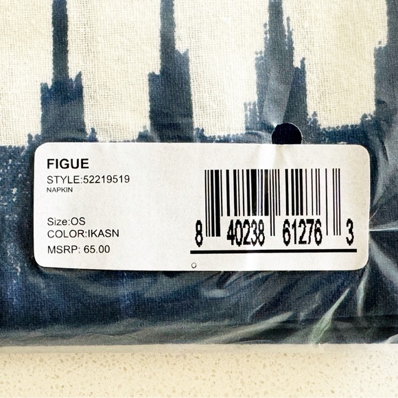 NWT 4 Figue Ikat Stripe Navy Napkins - Picture 7 of 10